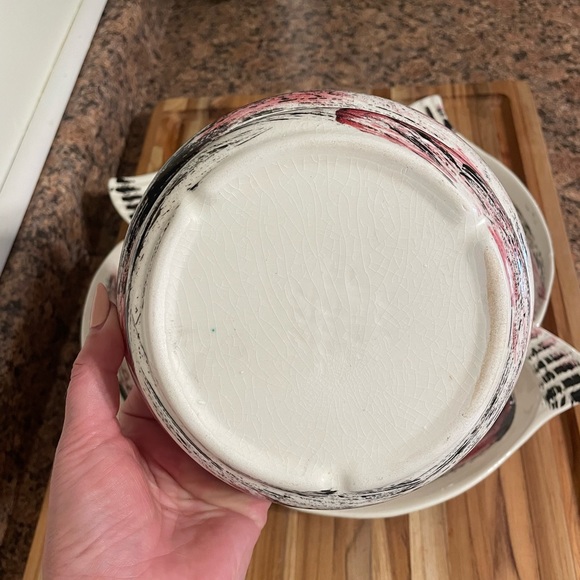 Vintage 1960’s MCM California Pottery #222 Snack Tray Set - Picture 7 of 9